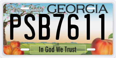 GA license plate PSB7611