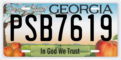 GA license plate PSB7619