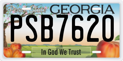 GA license plate PSB7620