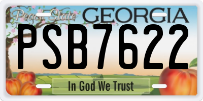 GA license plate PSB7622
