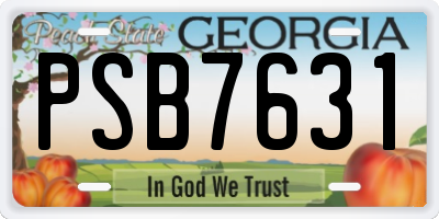 GA license plate PSB7631