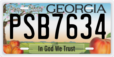 GA license plate PSB7634