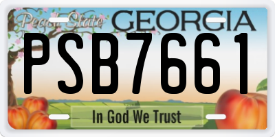 GA license plate PSB7661