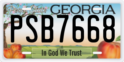GA license plate PSB7668