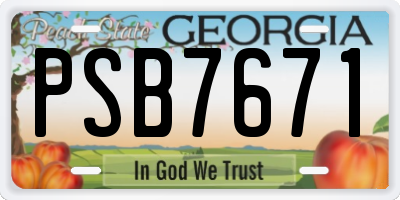 GA license plate PSB7671