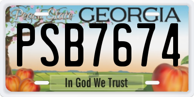 GA license plate PSB7674