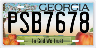 GA license plate PSB7678