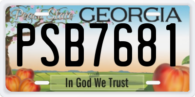 GA license plate PSB7681