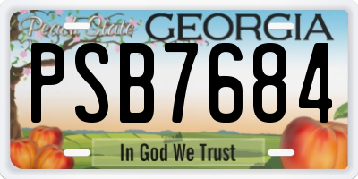 GA license plate PSB7684