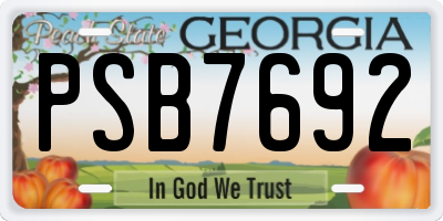 GA license plate PSB7692