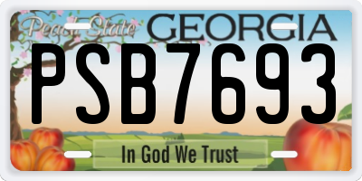 GA license plate PSB7693