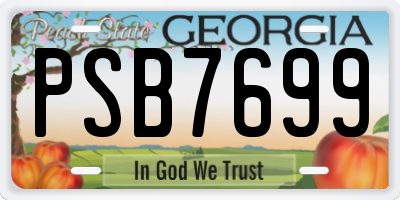 GA license plate PSB7699