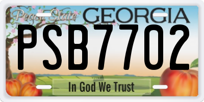 GA license plate PSB7702