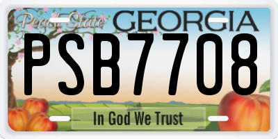 GA license plate PSB7708