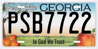 GA license plate PSB7722