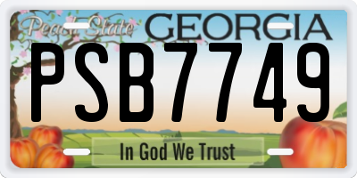 GA license plate PSB7749