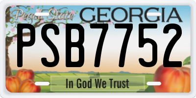 GA license plate PSB7752