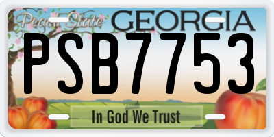 GA license plate PSB7753