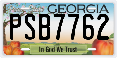 GA license plate PSB7762