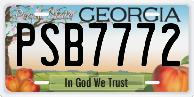 GA license plate PSB7772