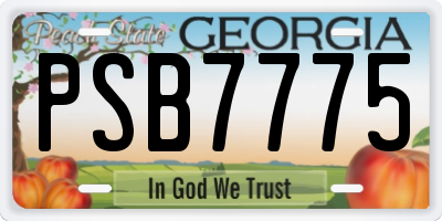 GA license plate PSB7775