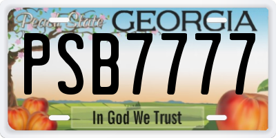 GA license plate PSB7777