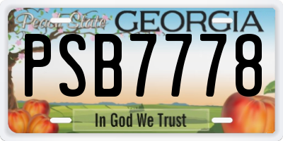 GA license plate PSB7778