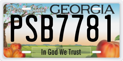 GA license plate PSB7781