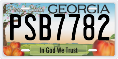 GA license plate PSB7782