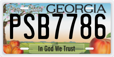 GA license plate PSB7786