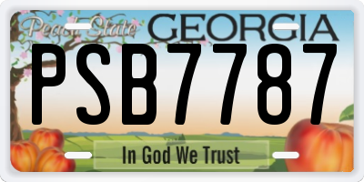GA license plate PSB7787
