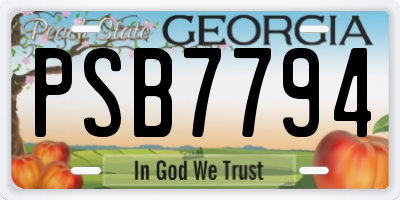 GA license plate PSB7794