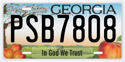 GA license plate PSB7808