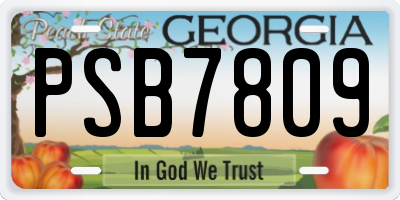 GA license plate PSB7809