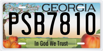 GA license plate PSB7810