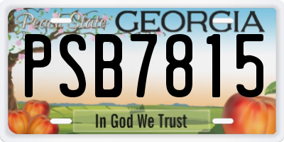 GA license plate PSB7815