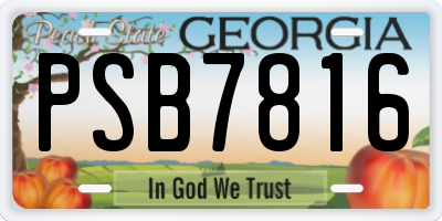 GA license plate PSB7816