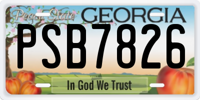 GA license plate PSB7826