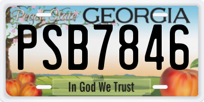 GA license plate PSB7846