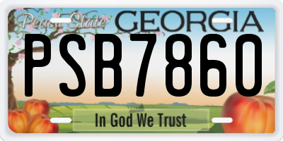 GA license plate PSB7860