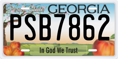 GA license plate PSB7862