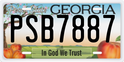 GA license plate PSB7887