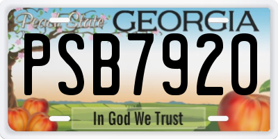 GA license plate PSB7920