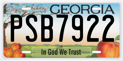 GA license plate PSB7922