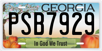 GA license plate PSB7929