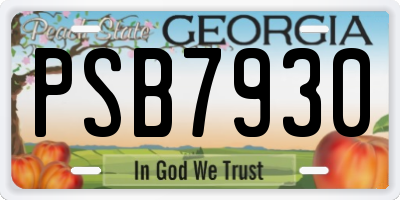 GA license plate PSB7930