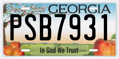 GA license plate PSB7931