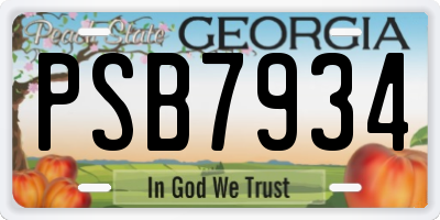 GA license plate PSB7934