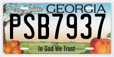GA license plate PSB7937