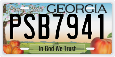 GA license plate PSB7941